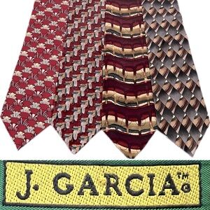 👹4️⃣ J. Garcia Lot of 4 Vintage Men's Neckties / Ties | Collection 7 & 14 + 2